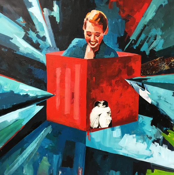 Painting painted by Näsmark, Lady in a box